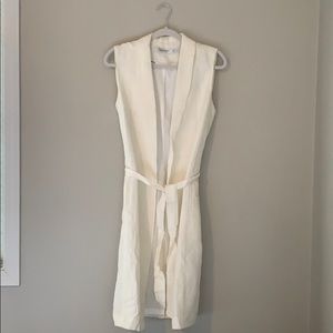 Long White Linen Vest